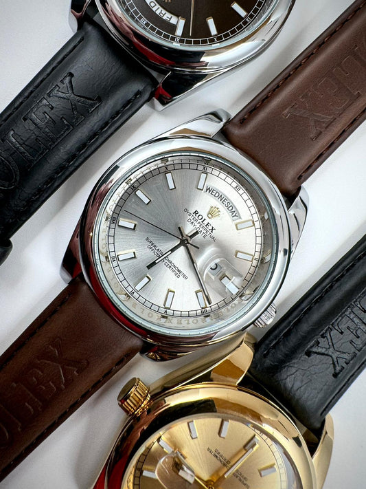 ROLEX CUERO DATE JUST DOBLE CALENDARIO