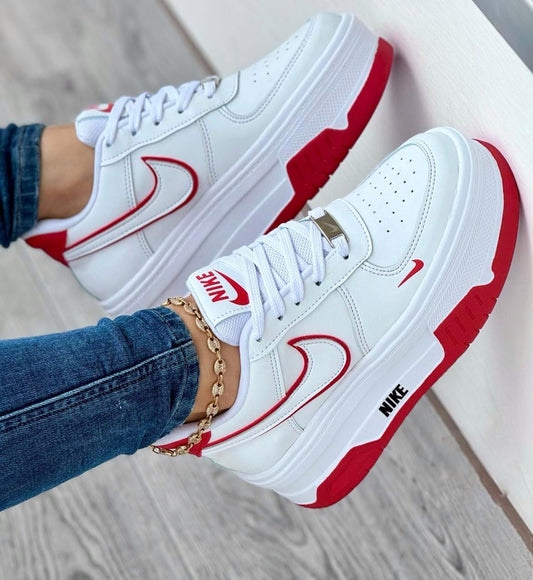 Nike Doble Suela Blanco Rojo Dama